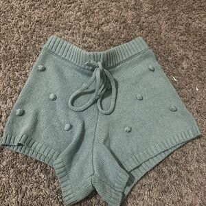 Versona Teal Knit High Waist Shorts